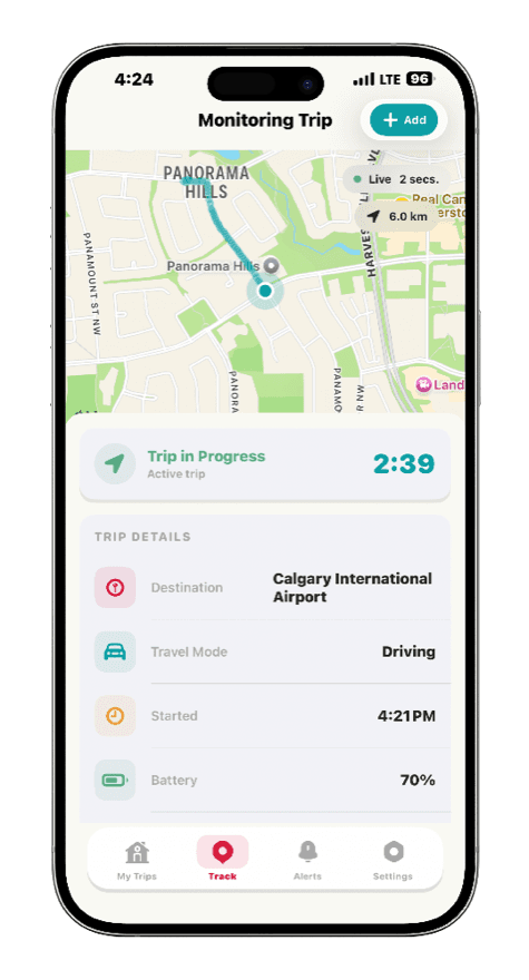 Close Circle — live trip monitoring