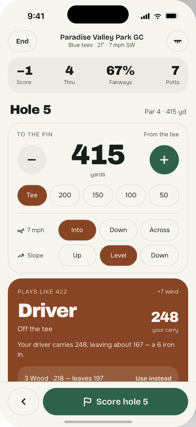 Below Par app screen